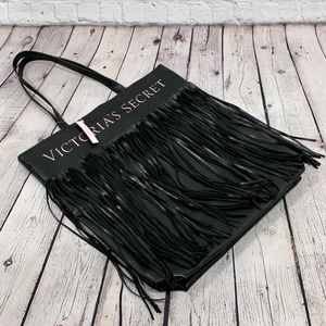 Victoria's Secret Bags - Victoria’s Secret Black Fringe Large Tote Bag NWT Victoria's Secret Bags - Victoria’s Secret Black Fringe Large Tote Bag NWT